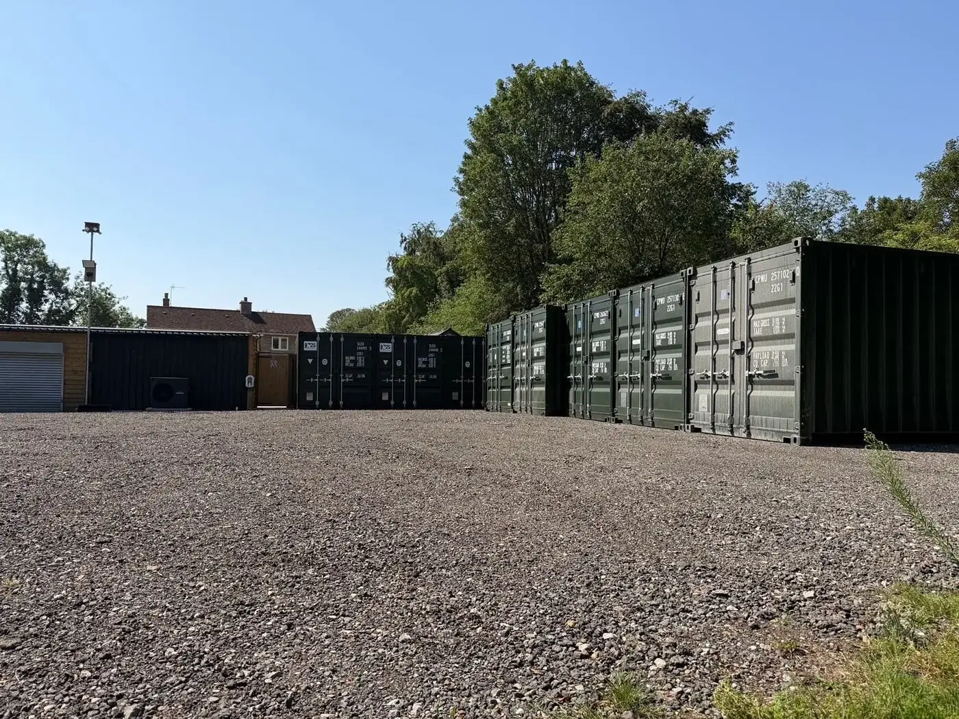 Self storage Newmarket — steel container units on site at Morris Safe Storage Solutions