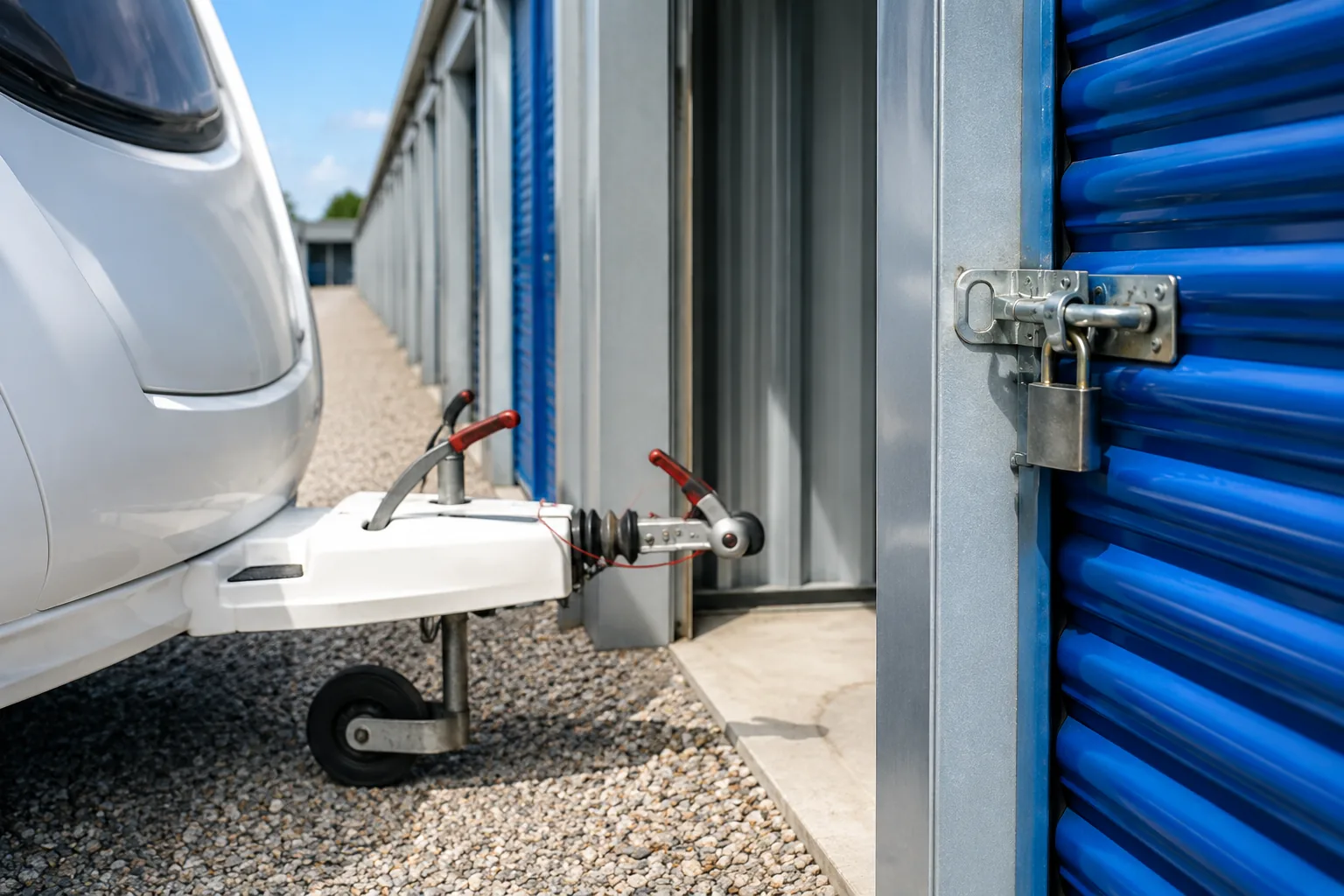Caravan storage Newmarket — secure caravan storage unit with padlock at Morris Safe Storage Solutions